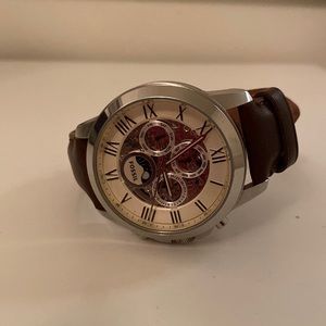 Mens Fossil ME3027 Watch, Leather Band